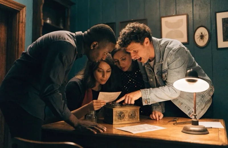 Ein Team löst gemeinsam ein Rätsel im Escape Room Nürnberg