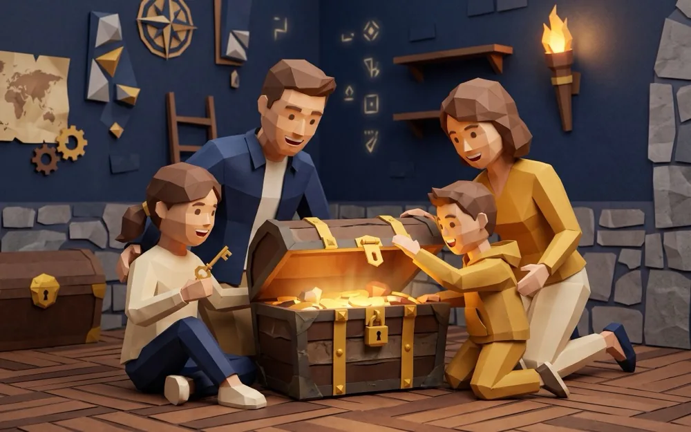 Familie beim Abenteuer im Escape Room in Nürnberg