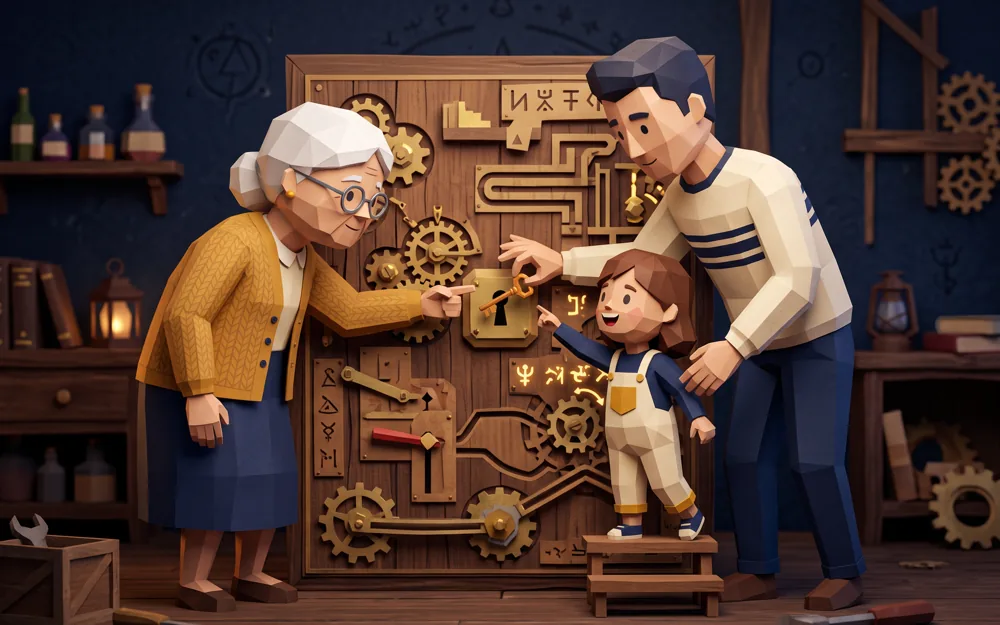 Familie mit älteren Kindern im Escape Room in Nürnberg