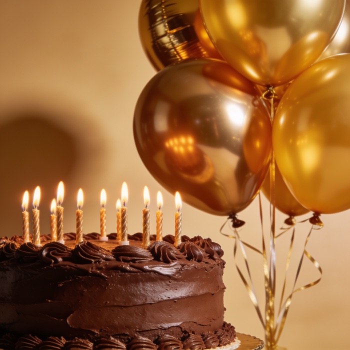 Birthday balloons and confetti