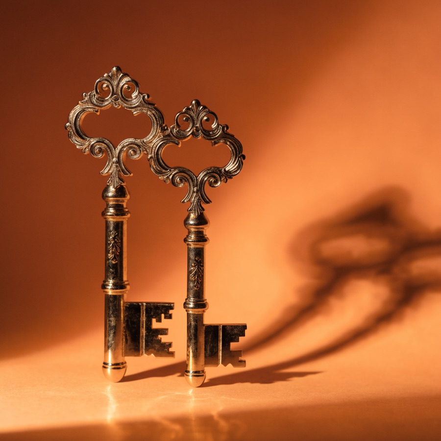 A door glowing with warm light