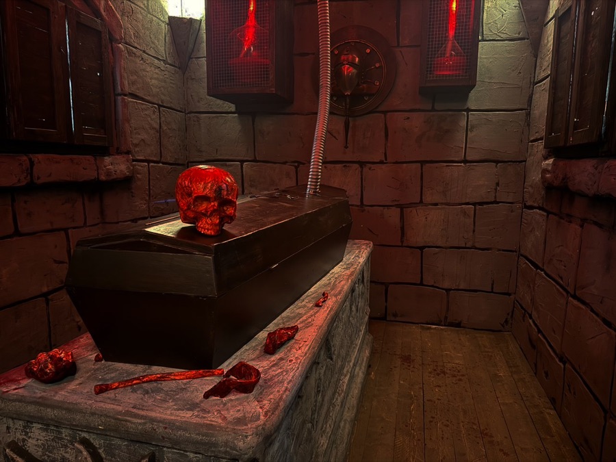 A dark vampire-themed escape room set
